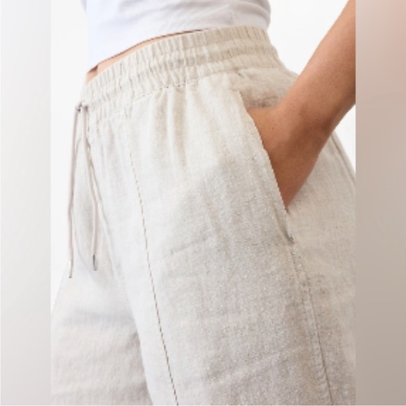 Athleta Retreat High Rise Linen Ankle Pant White Womens Size Large NWOT - Picture 3 of 12